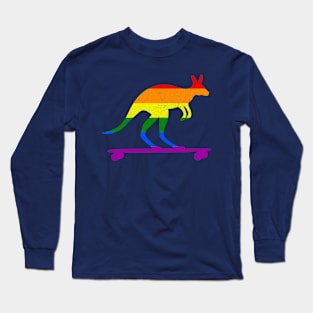 Skater Kangaroo Longboard Skateboard Rainbow Flag Kids Gift Long Sleeve T-Shirt